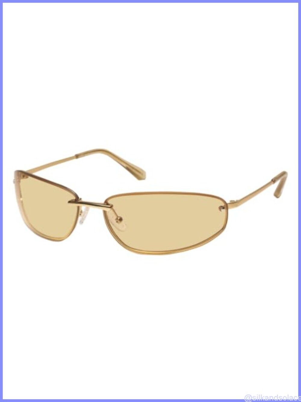 Y2K Retro Wrap Around Sunglasses UV400 Metal Arms Oval Rimless